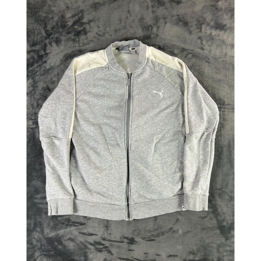 Y2K Puma Track Jacket Gray White‎ Women's XL Full Zip Lightweight